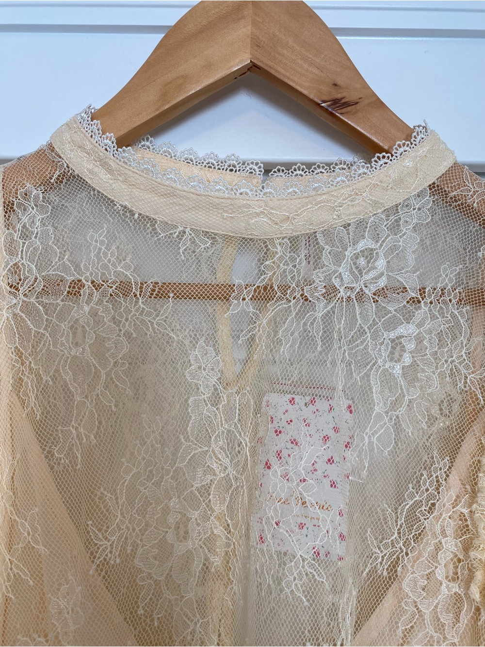 Free People Pale Yellow Lace Puff Sleeve Blouse - Picture 3 of 8